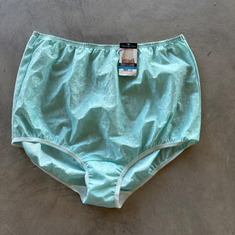 Vanity Fair Perfectly Yours Ravissant Tailored Brief Aqua Floral 9/2XL 15812